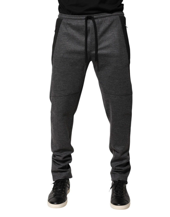 Dolce &amp; Gabbana Gray Black Wool Blend Jogger Sweatpants Pants