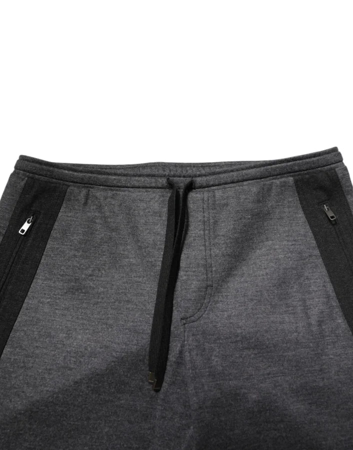 Dolce &amp; Gabbana Gray Black Wool Blend Jogger Sweatpants Pants
