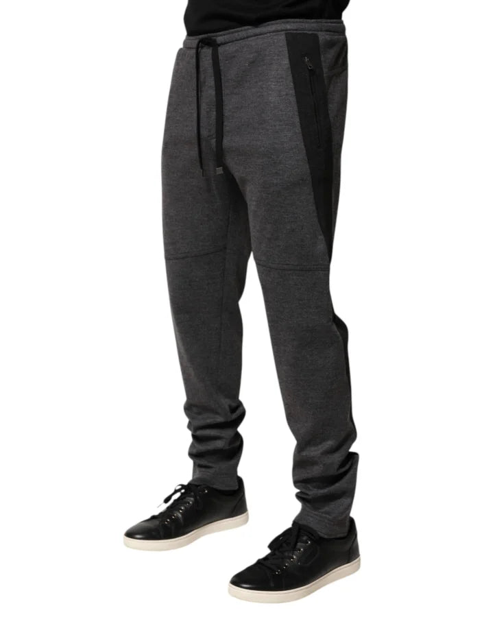 Dolce &amp; Gabbana Gray Black Wool Blend Jogger Sweatpants Pants