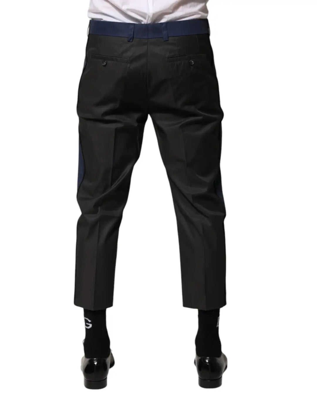 Dolce &amp; Gabbana Gray Blue Cotton 3/4 Chinos Crop Trouser Pants