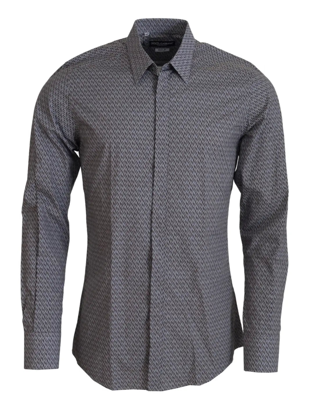 Dolce &amp; Gabbana Gray Brown Gold Slim Fit Dress Formal Shirt