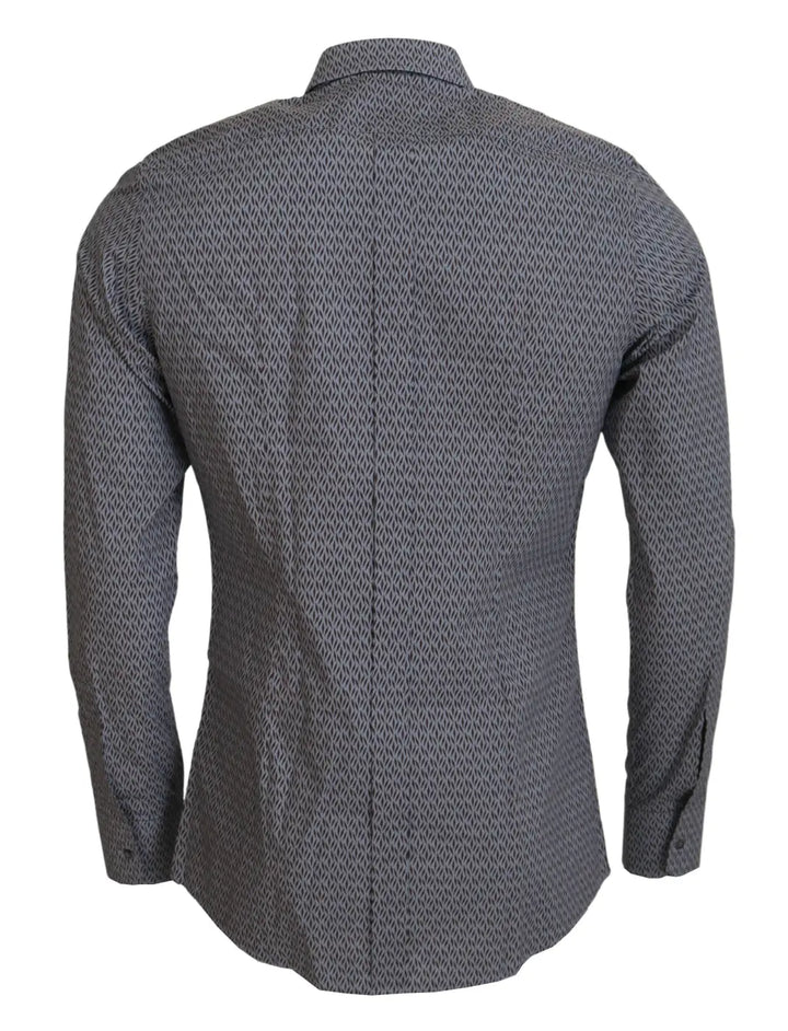 Dolce &amp; Gabbana Gray Brown Gold Slim Fit Dress Formal Shirt