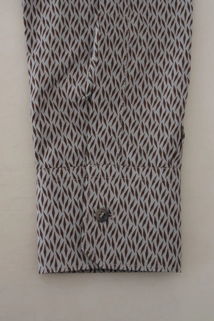 Dolce &amp; Gabbana Gray Brown Gold Slim Fit Dress Formal Shirt