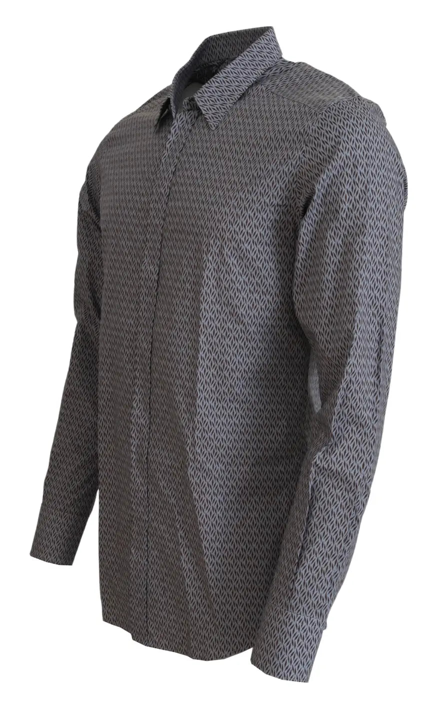 Dolce &amp; Gabbana Gray Brown Gold Slim Fit Dress Formal Shirt