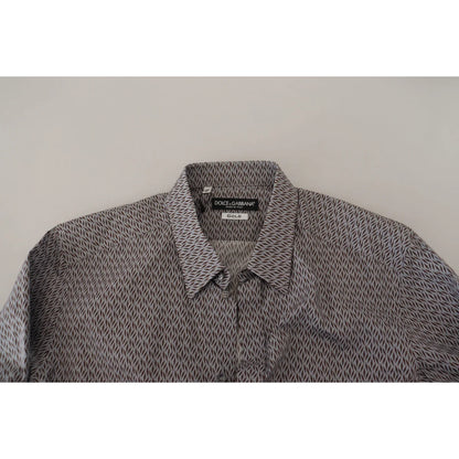 Dolce & Gabbana Gray Brown GOLD Slim Fit Dress Formal Shirt