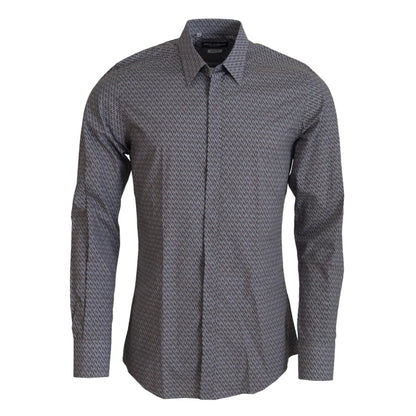 Dolce & Gabbana Gray Brown GOLD Slim Fit Dress Formal Shirt