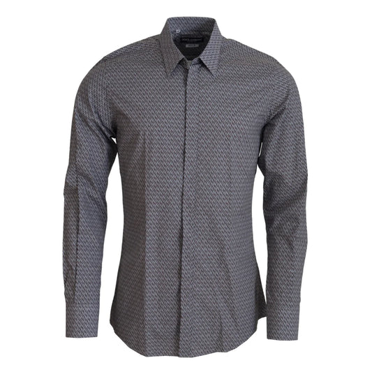 Dolce & Gabbana Gray Brown GOLD Slim Fit Dress Formal Shirt