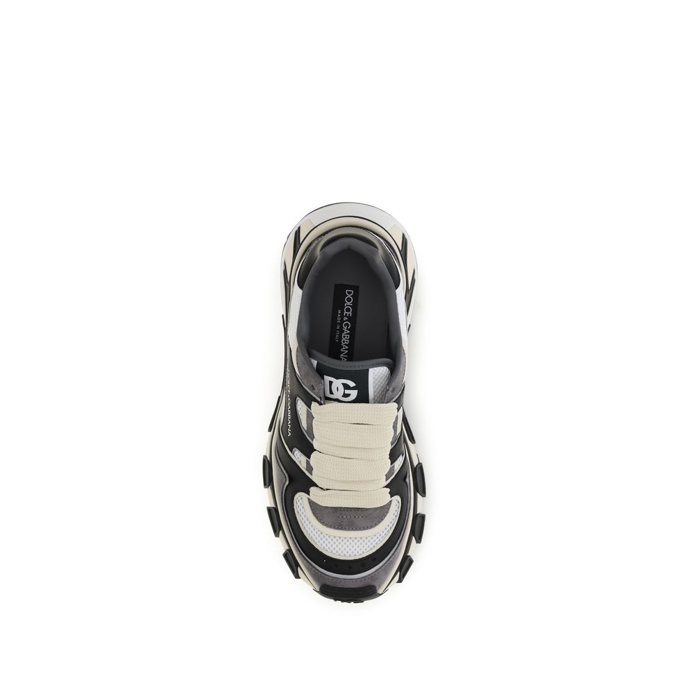 Dolce &amp; Gabbana Gray Calf Leather Bos Taurus Chunky Sneakers