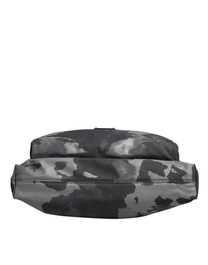 Dolce &amp; Gabbana Gray Camo Cotton Multiple Compartments Tote Bag