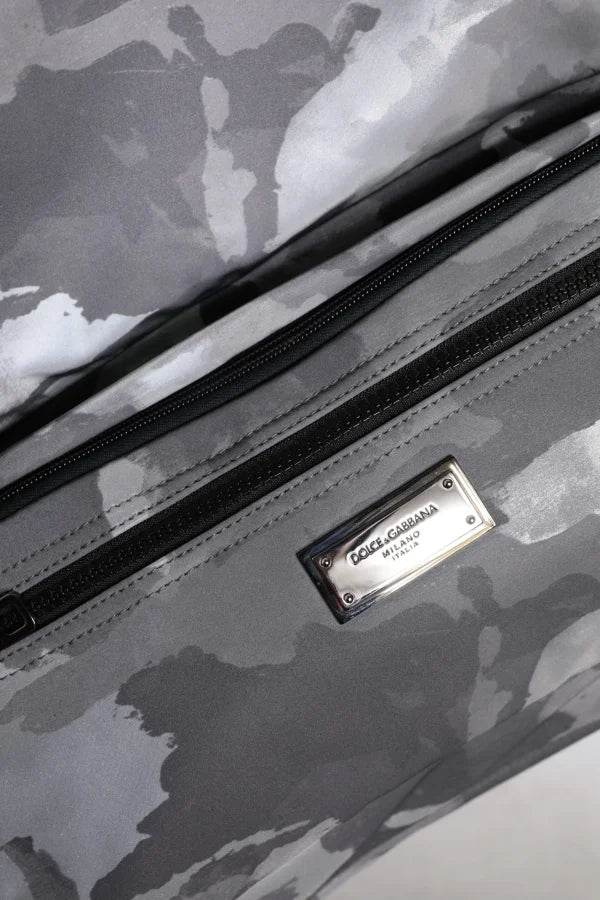 Dolce &amp; Gabbana Gray Camo Cotton Multiple Compartments Tote Bag