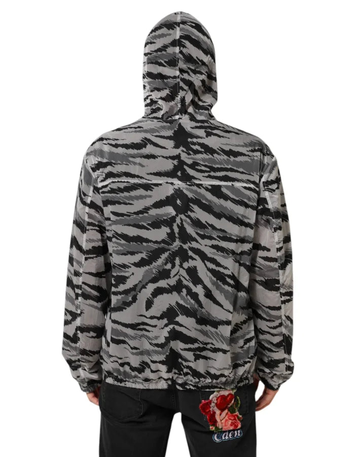 Dolce &amp; Gabbana Gray Camouflage Hooded Sweatshirt Jacket