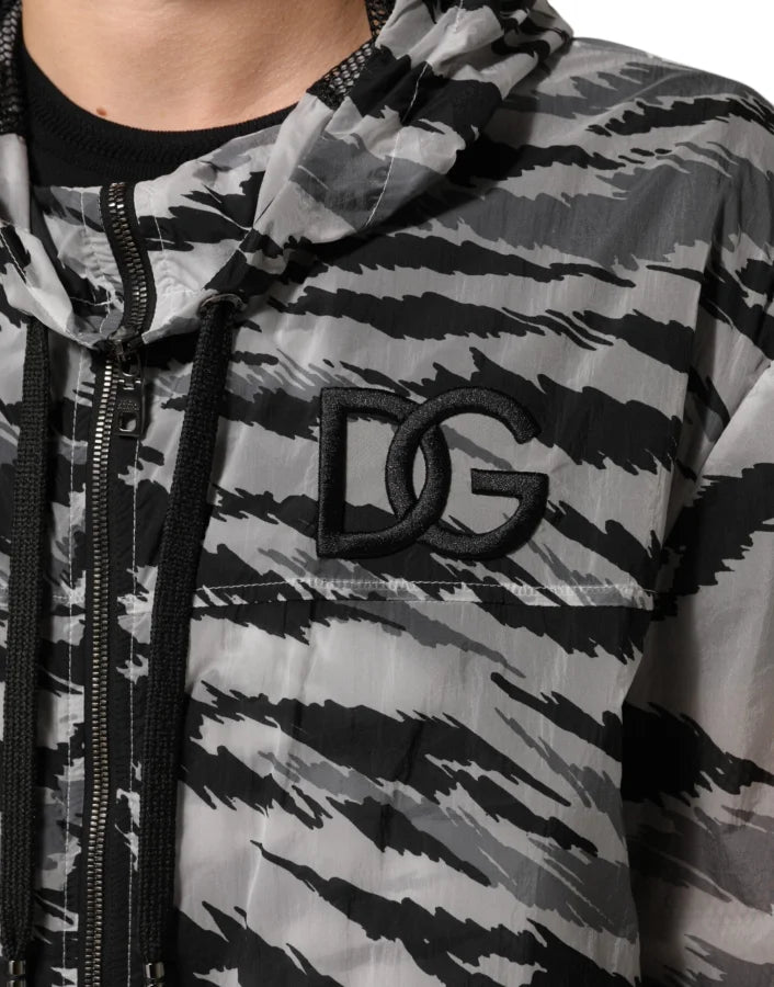 Dolce &amp; Gabbana Gray Camouflage Hooded Sweatshirt Jacket