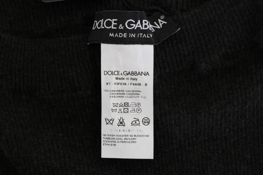 Dolce &amp; Gabbana Gray Cashmere Ribbed Stretch Tights