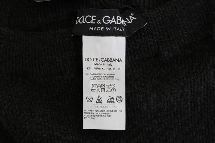 Dolce &amp; Gabbana Gray Cashmere Ribbed Stretch Tights