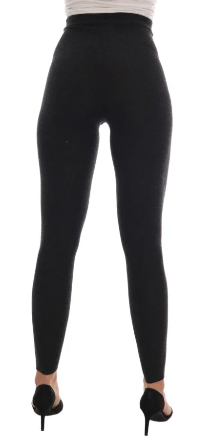 Dolce &amp; Gabbana Gray Cashmere Ribbed Stretch Tights