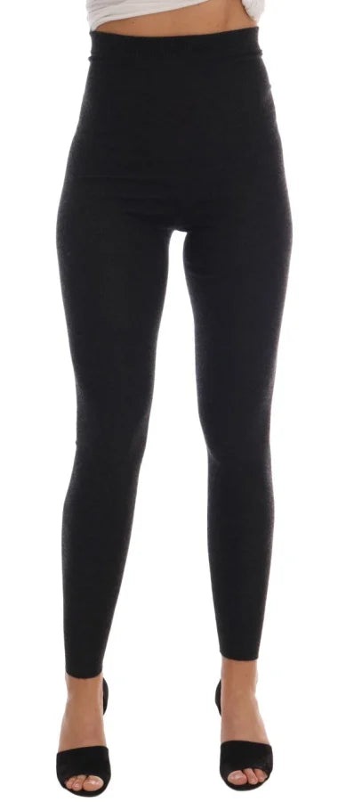 Dolce &amp; Gabbana Gray Cashmere Ribbed Stretch Tights