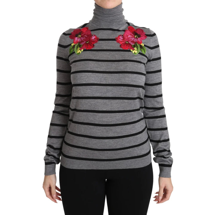 Dolce & Gabbana Gray Cashmere Silk Turtleneck Sweater