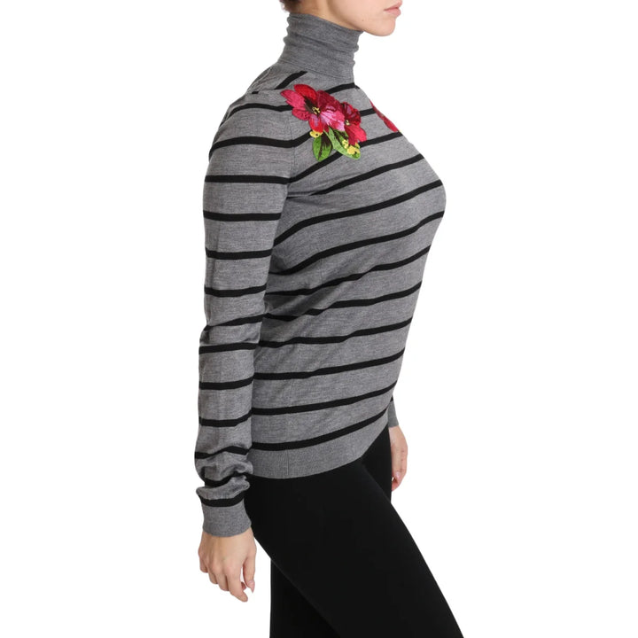 Dolce & Gabbana Gray Cashmere Silk Turtleneck Sweater