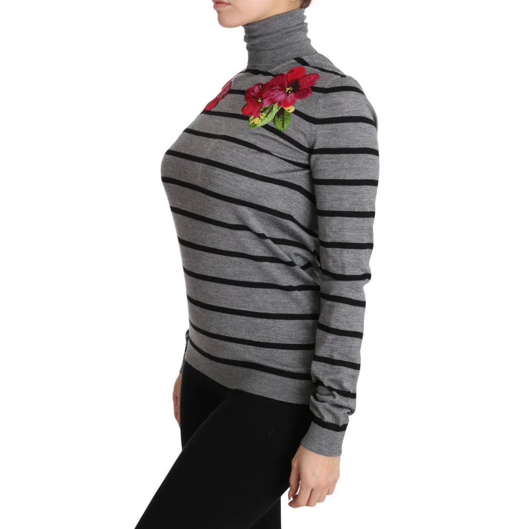 Dolce & Gabbana Gray Cashmere Silk Turtleneck Sweater