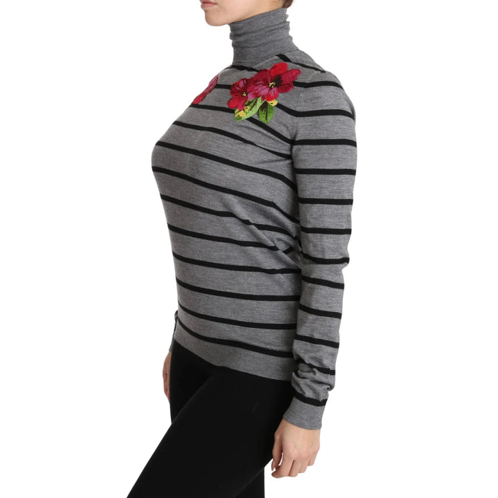 Dolce & Gabbana Gray Cashmere Silk Turtleneck Sweater