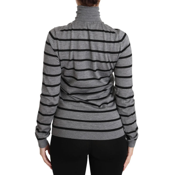 Dolce & Gabbana Gray Cashmere Silk Turtleneck Sweater