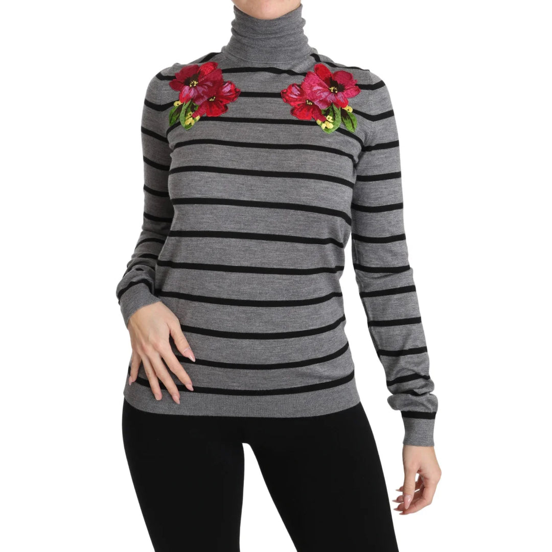 Dolce & Gabbana Gray Cashmere Silk Turtleneck Sweater