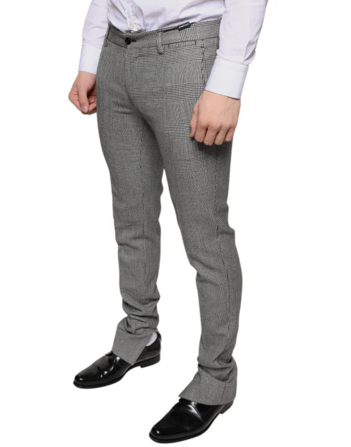 Dolce &amp; Gabbana Gray Check Tartan Wool Skinny Pants