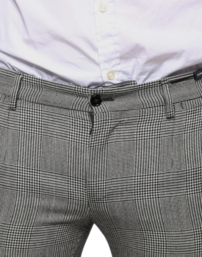 Dolce &amp; Gabbana Gray Check Tartan Wool Skinny Pants