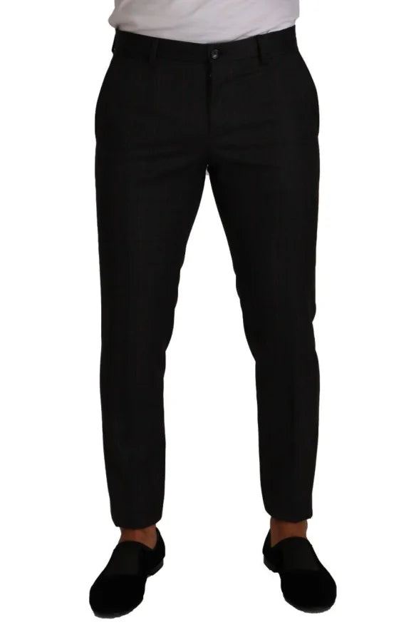 Dolce &amp; Gabbana Gray Check Wool Formal Trouser Dress Pants
