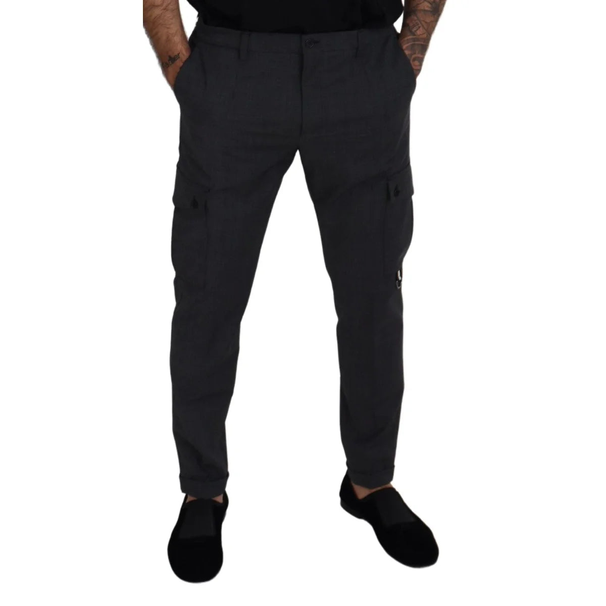 Dolce & Gabbana Gray Checked Cargo Trousers Stretch Pants