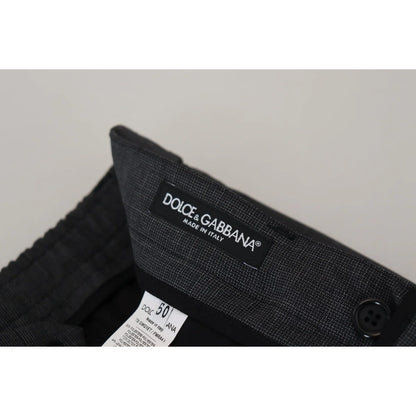 Dolce & Gabbana Gray Checked Cargo Trousers Stretch Pants