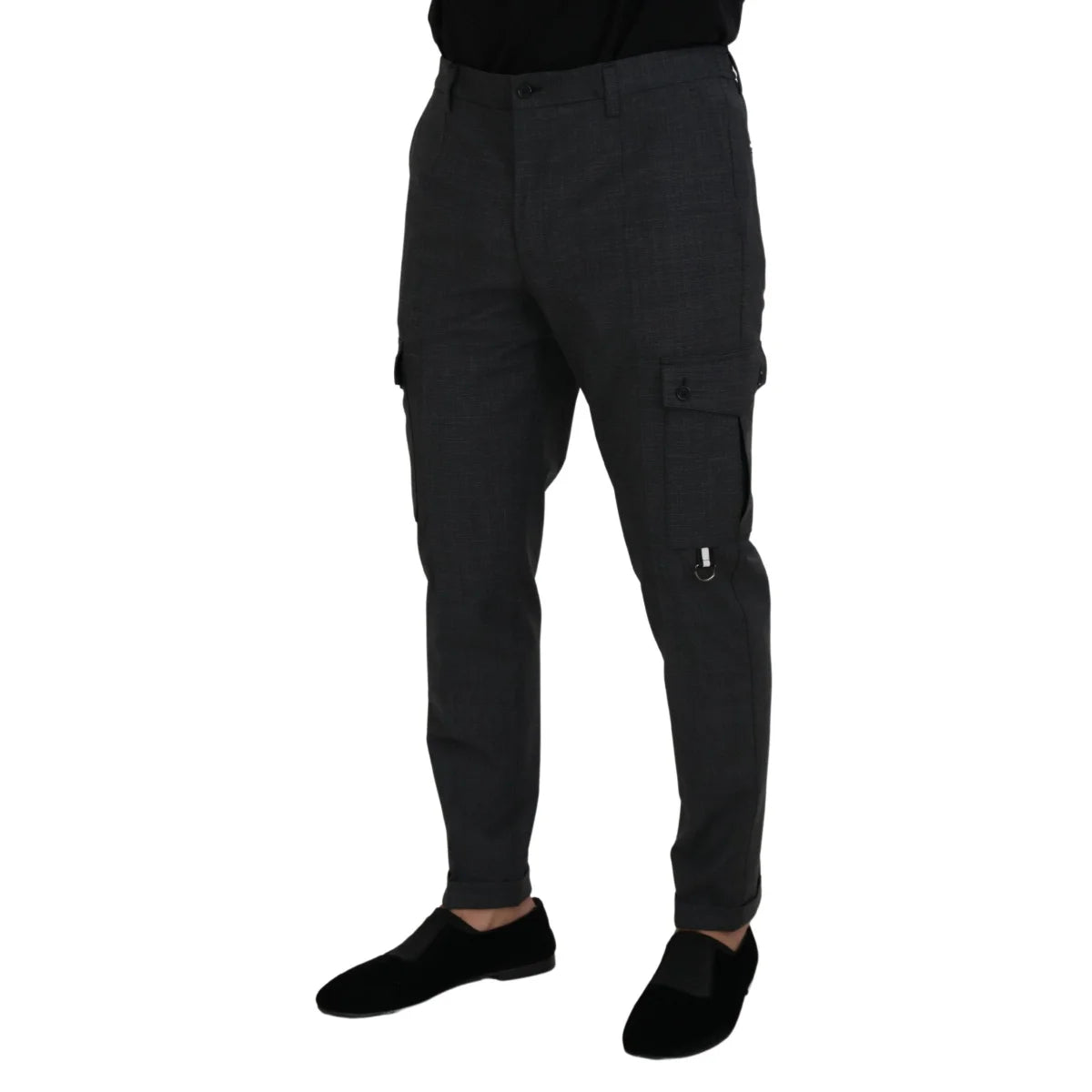 Dolce & Gabbana Gray Checked Cargo Trousers Stretch Pants