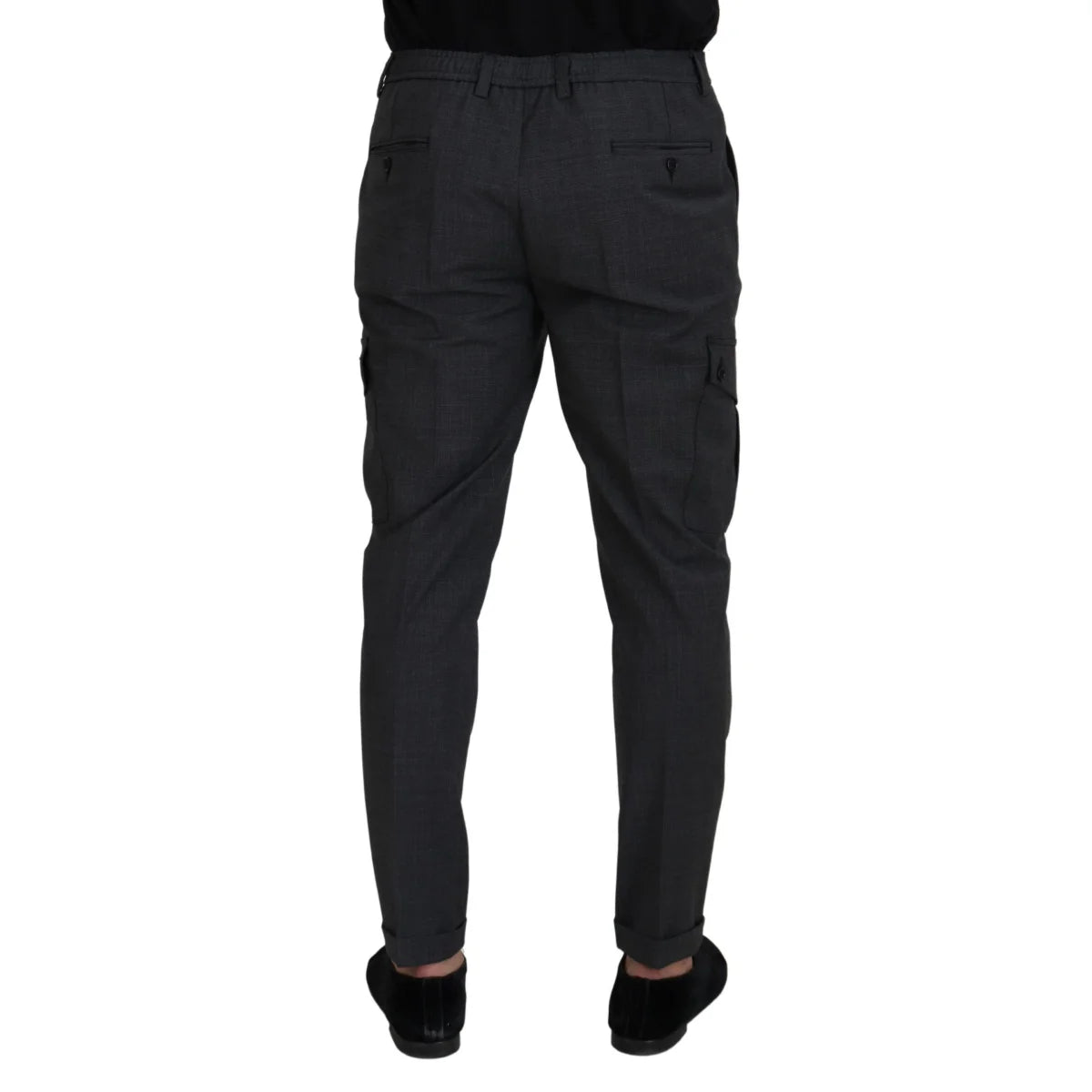 Dolce & Gabbana Gray Checked Cargo Trousers Stretch Pants