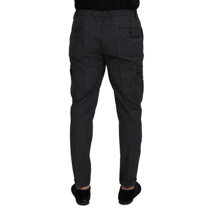 Dolce & Gabbana Gray Checked Cargo Trousers Stretch Pants