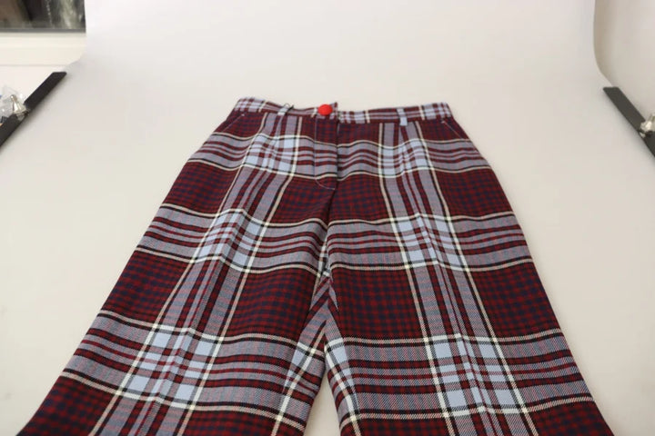 Dolce &amp; Gabbana Gray Checked High Waist Cropped Trouser Pants