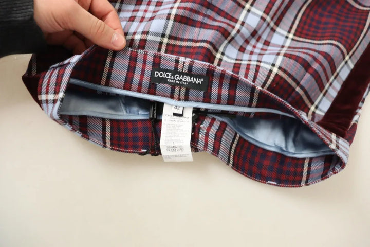 Dolce &amp; Gabbana Gray Checked High Waist Cropped Trouser Pants