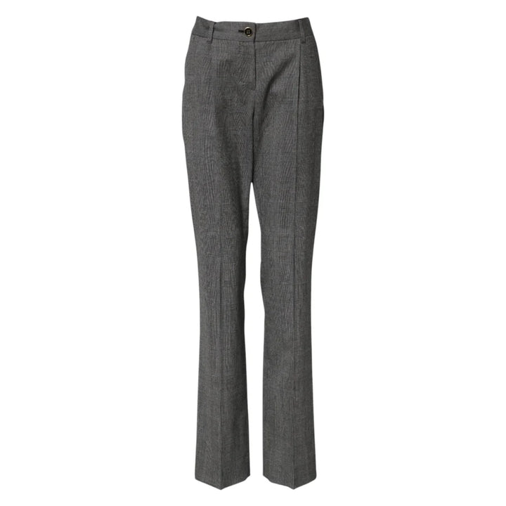Dolce &amp; Gabbana Gray Checkered High Waist Flared Pants