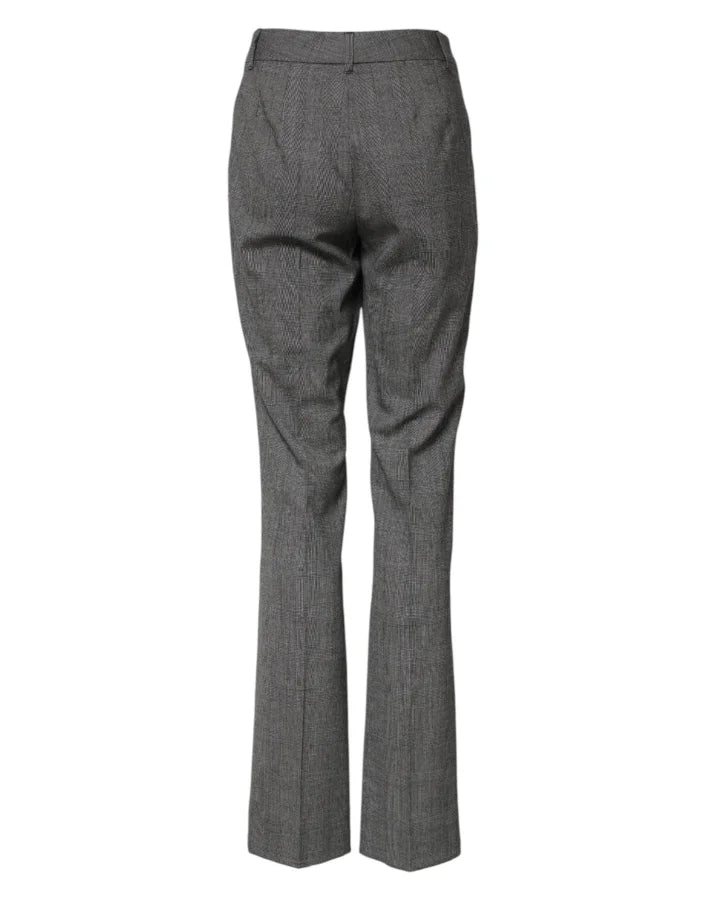 Dolce &amp; Gabbana Gray Checkered High Waist Flared Pants