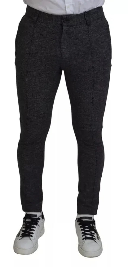 Dolce &amp; Gabbana Gray Chevron Viscose Skinny Pants