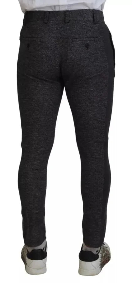 Dolce &amp; Gabbana Gray Chevron Viscose Skinny Pants