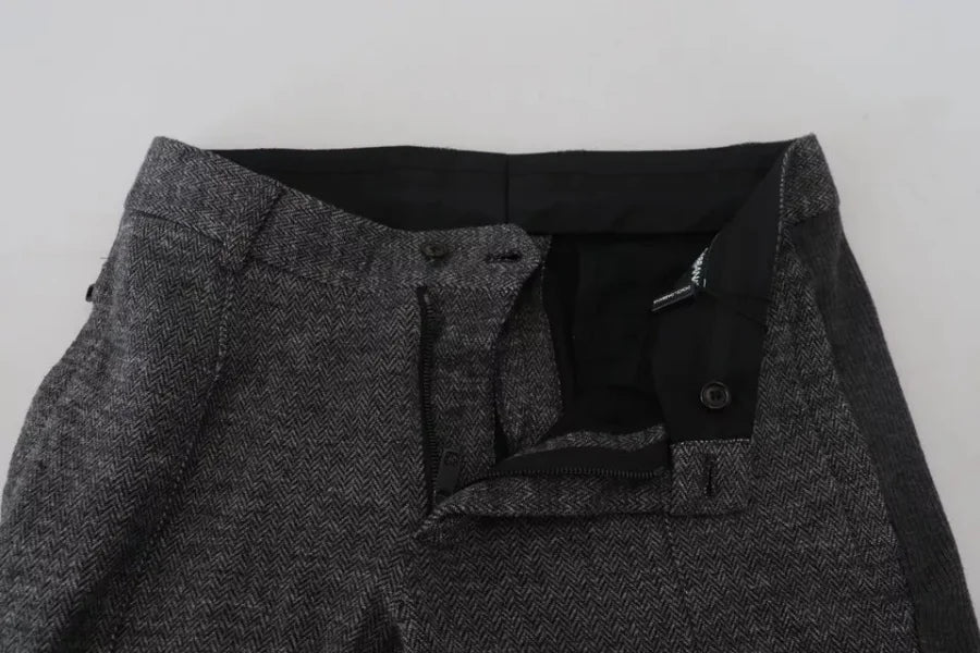 Dolce &amp; Gabbana Gray Chevron Viscose Skinny Pants