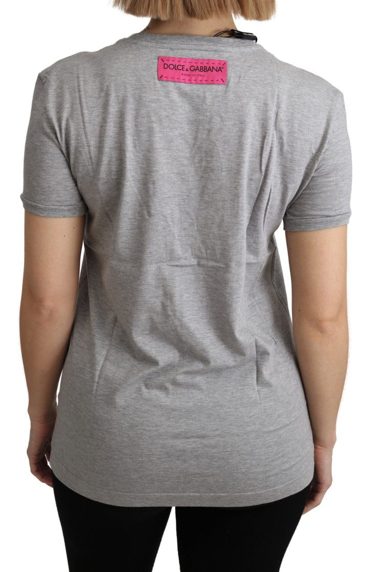 Dolce &amp; Gabbana - Gray Cotton Amore e Bellezza Top T-shirt