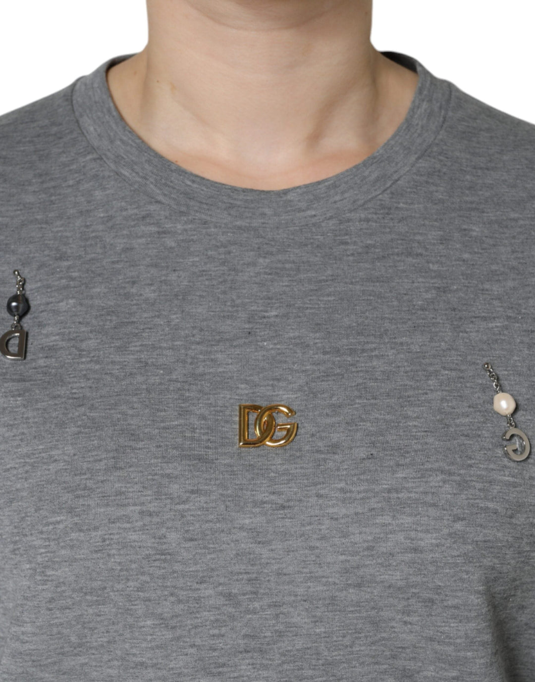 Dolce &amp; Gabbana - Gray Cotton Blend Embellished Tee T-shirt