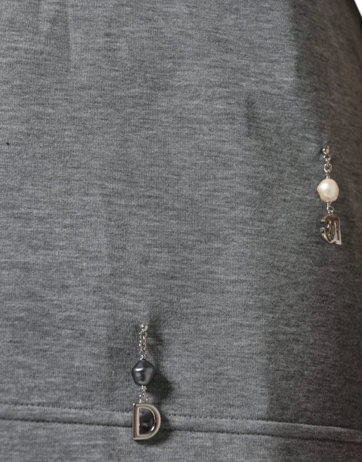 Dolce &amp; Gabbana Gray Cotton Blend Embellished Tee T-shirt