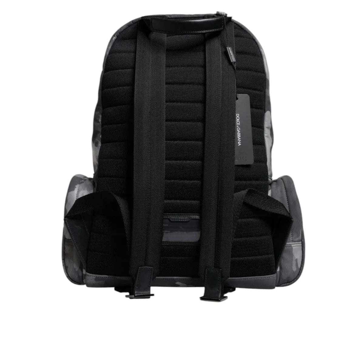 Dolce & Gabbana Gray Cotton Camouflage Logo Plaque Backpack Bag