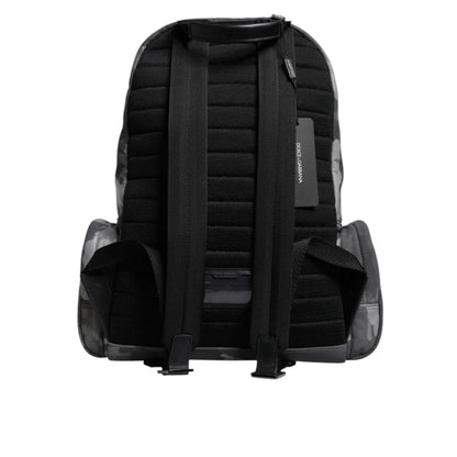 Dolce & Gabbana Gray Cotton Camouflage Logo Plaque Backpack Bag