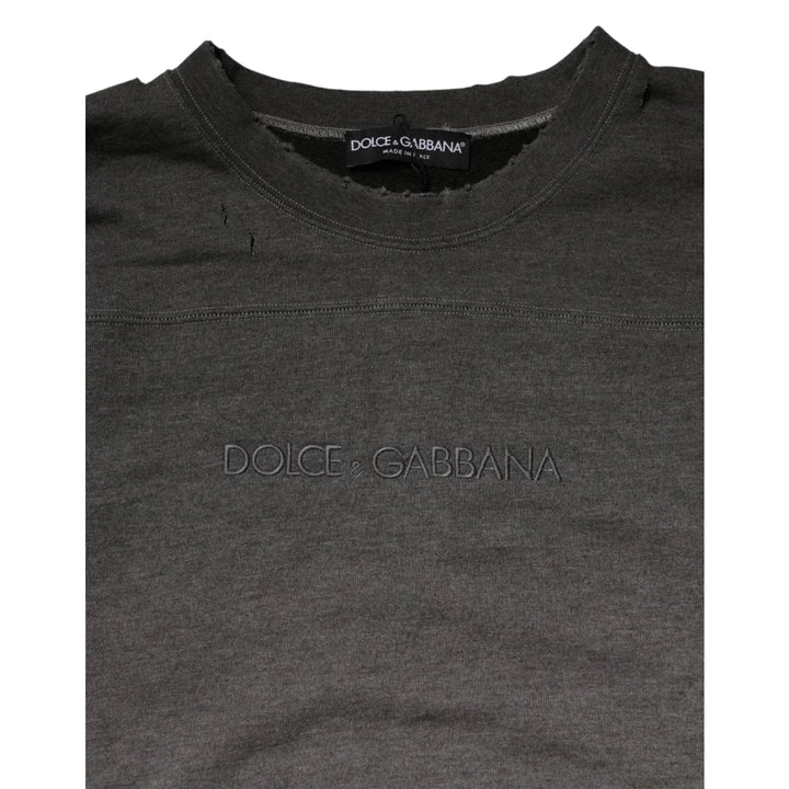 Dolce &amp; Gabbana Gray Cotton Crew Neck Men Sweatshirt Sweater