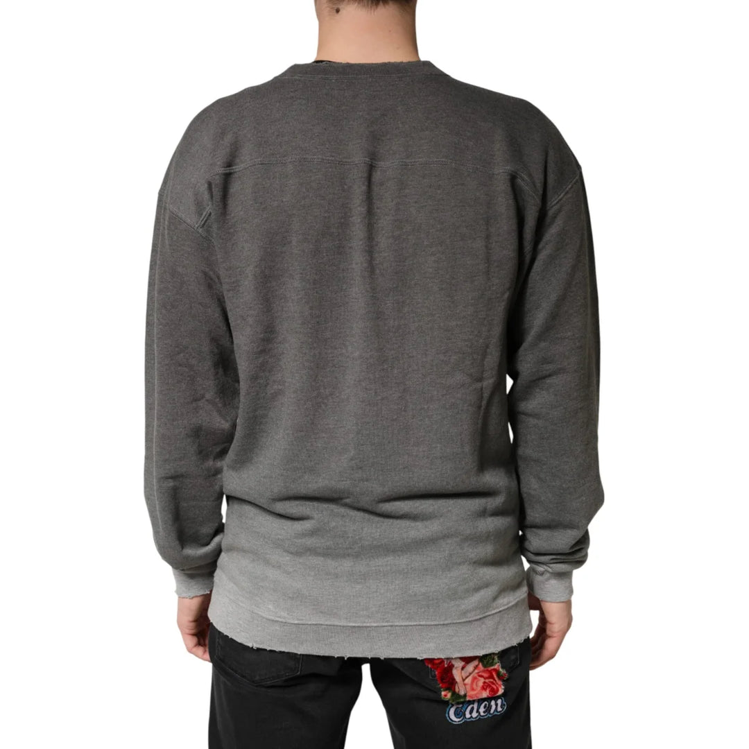 Dolce &amp; Gabbana Gray Cotton Crew Neck Men Sweatshirt Sweater