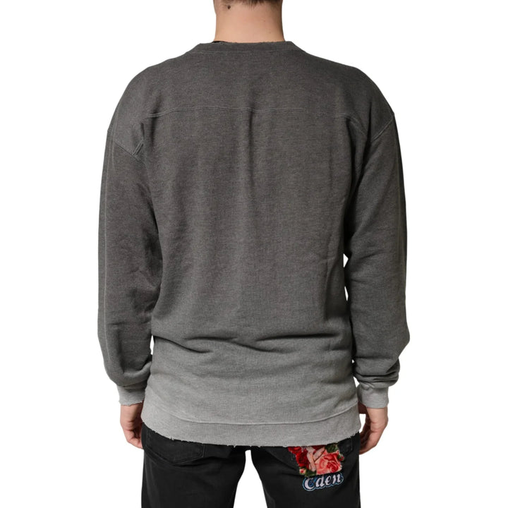 Dolce &amp; Gabbana Gray Cotton Crew Neck Men Sweatshirt Sweater