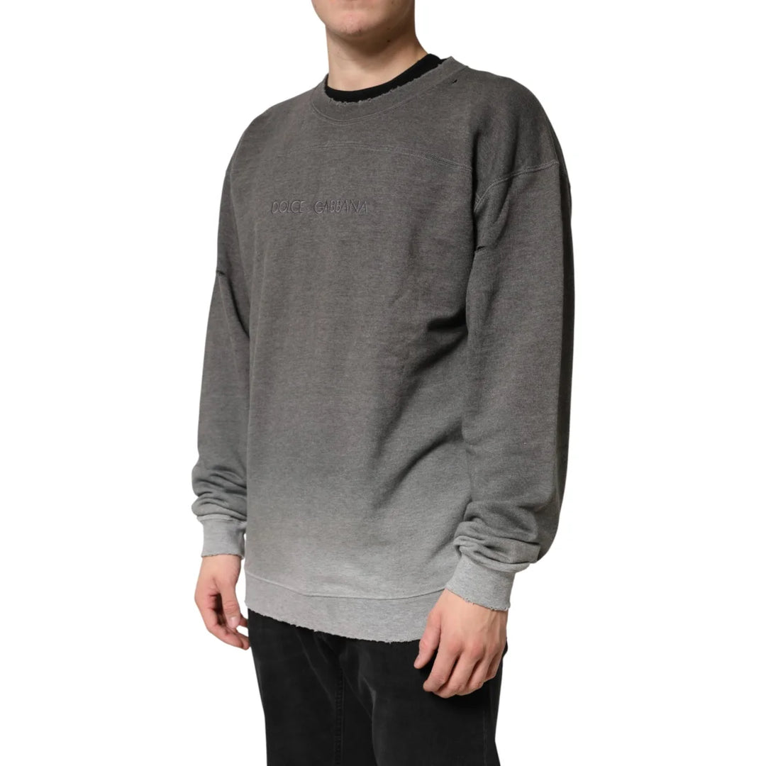 Dolce &amp; Gabbana Gray Cotton Crew Neck Men Sweatshirt Sweater